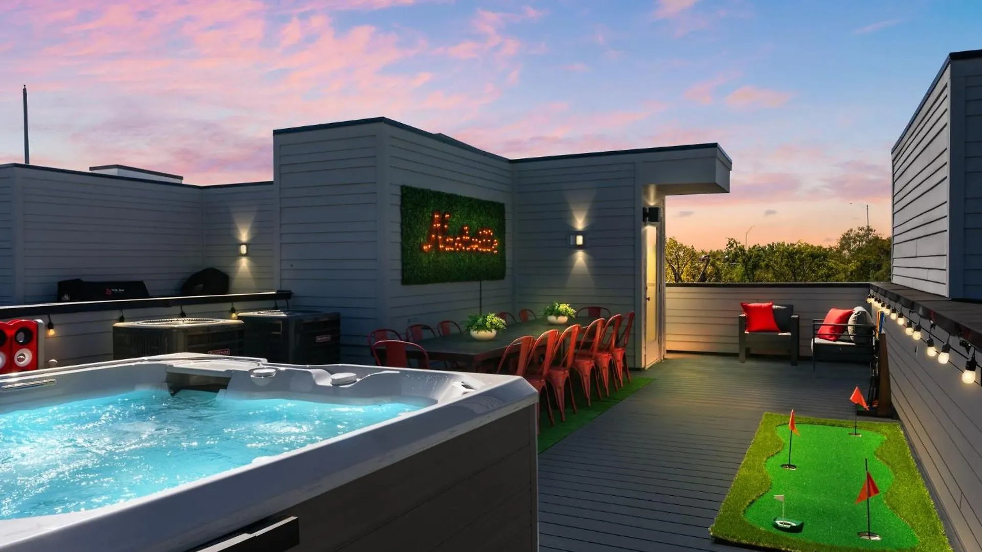 The Americana Abode Rooftop Hot Tub Game Room Nashville